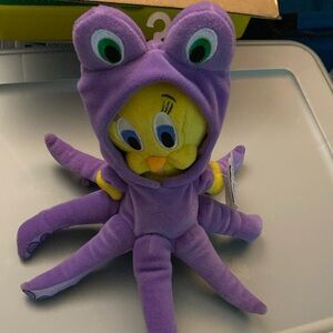 8" x 9" Warner Bros Looney Tunes Tweety Bird Purple Octopus / Monster Plush